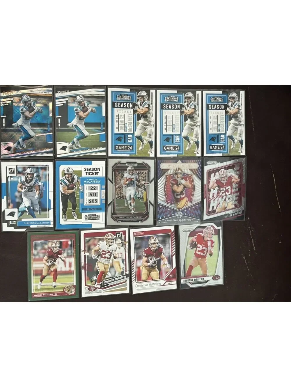 CHRISTIAN MCCAFFREY 14 CARD NM COLLECTION W/ INSERTS LIKE XTRA POINTS DIAMOND +